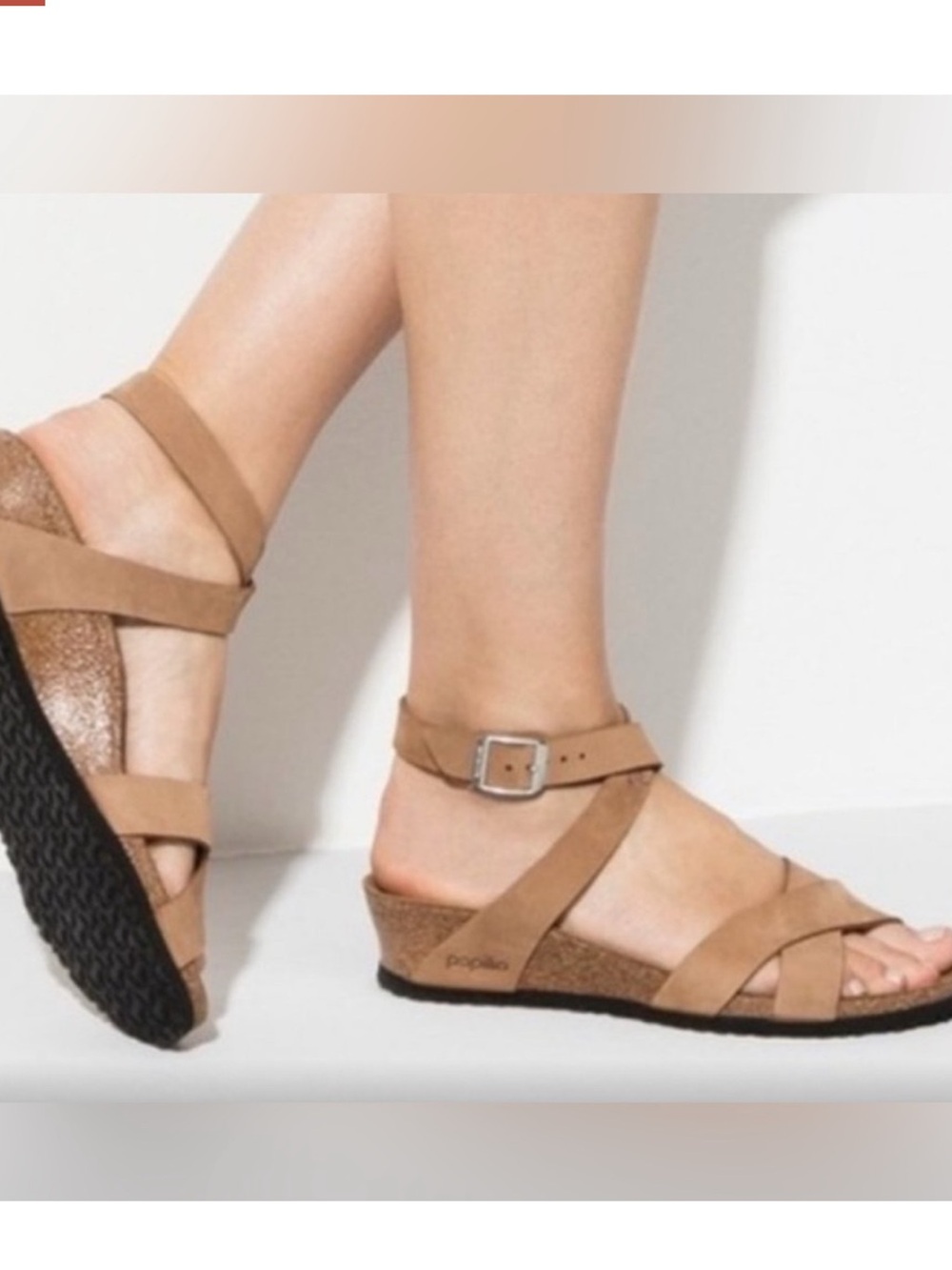 Birkenstock papilio women size 8 sandals  Tan Crisscross Ankle Strap
